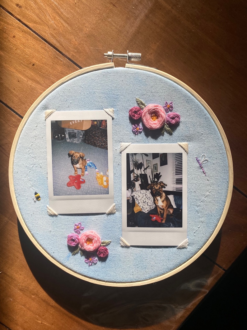 Personalized Floral Embroidered Polaroid Frame