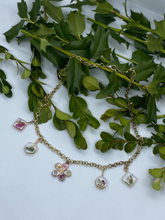 Handmade Pressed Flower Charm Necklace