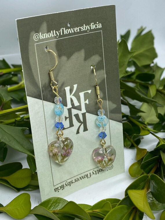 Handmade Heart Resin Earrings