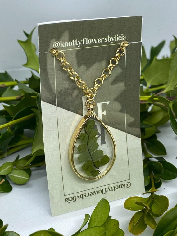 Handmade Resin Fern Leaf Necklace